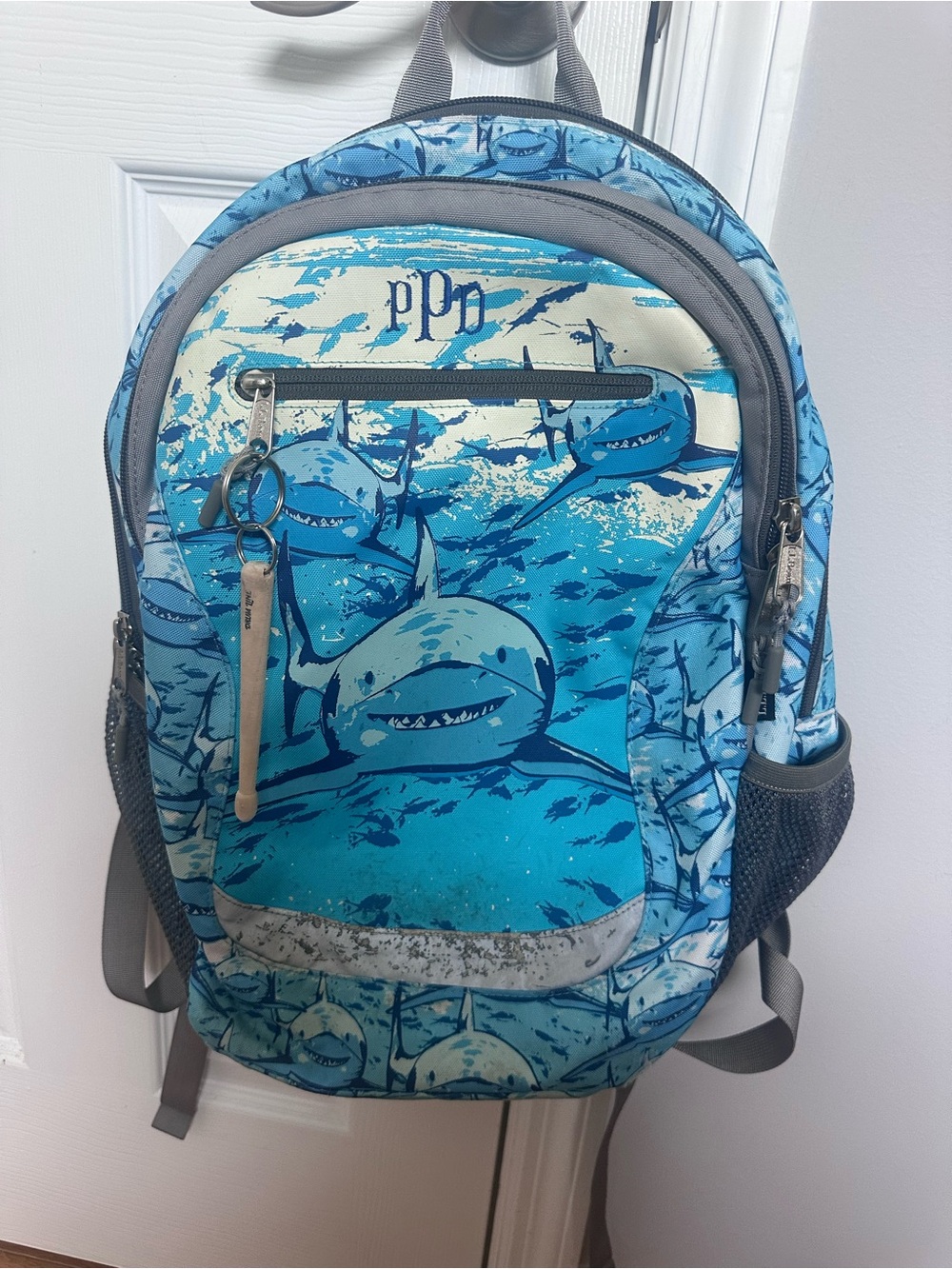 Blue Shark Print L.L. Bean Kids Backpack